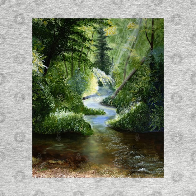 Woodland Stream Oil Painting by Packrat